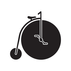 Minimalist Penny-Farthing Bicycle Silhouette Icon