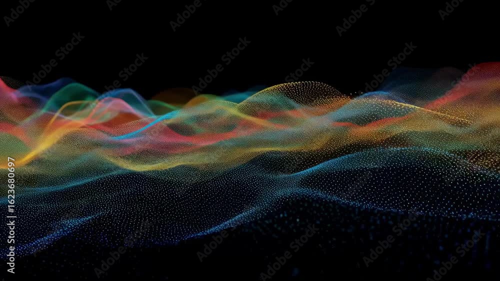 Aufkleber a luminous fusion of colorful waves dances on an ebony background creating an energetic atmosphere t