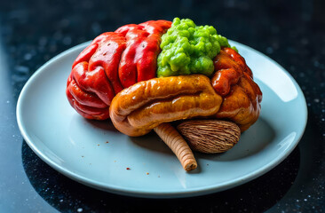 Edible brain. Realistic brain food. Anatomical meal.