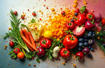 Fruit explosion. Color splash. Juicy fruit art.