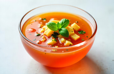 Vegetable soup bowl. Classic homemade broth. Healthy meal.