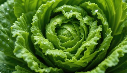 Fototapeta premium Freshly harvested organic green lettuce leaves, perfect for a healthy summer salad