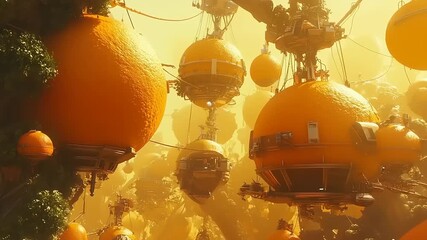 Orangia: A whimsical cityscape built within vibrant futuristic citrus structures - Powered by Adobe