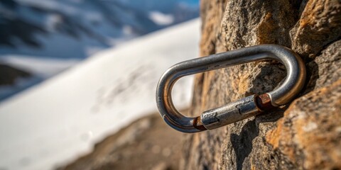 Modern climbing gear gleams in sunlight against a rocky mountain backdrop during summer adventure Generative AI