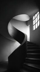 Abstract Spiral Staircase in Monochromatic Design