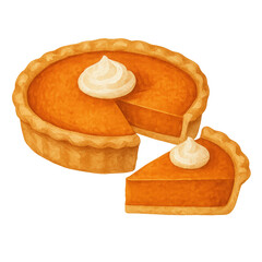 Watercolor Pumpkin Pie Illustration watercolor isolated illustration