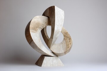 Abstract Stone Sculpture in Beige and White Tones