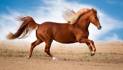 Obraz premium majestic chestnut horse in motion with transparent background