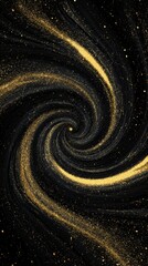 Abstract Swirling Black and Gold Glitter Background
