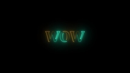 Wow neon sign animation. Glowing neon lines wow text animation on black background. Seamless loop. neon luxury wow text animation. - Powered by Adobe