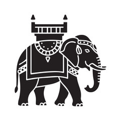 Flat Black Elephant Silhouette Festival Icon Vector