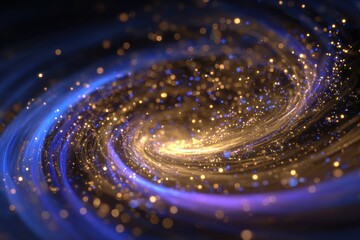 Abstract Swirling Light Energy: Blue Purple Gold Glowing Particles