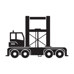 Straddle Carrier Silhouette Vector Icon - Side View