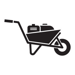 Minimalist Motorized Wheelbarrow Silhouette Vector