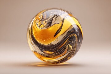 Abstract Swirling Liquid Gold Sphere