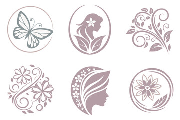 set of vector floral elements