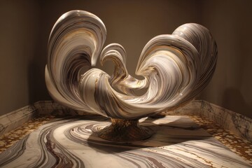 Abstract Swirling Marbled Sculpture Interior Design