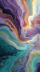 Abstract Swirling Pastel Colors Fluid Art Design