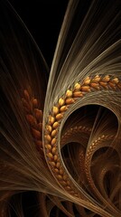 Abstract Swirling Wheat Design with Golden Light