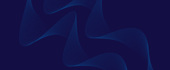 Abstract glowing wave lines on dark blue background. Dynamic wave pattern. Modern flowing wavy lines. Futuristic technology concept.