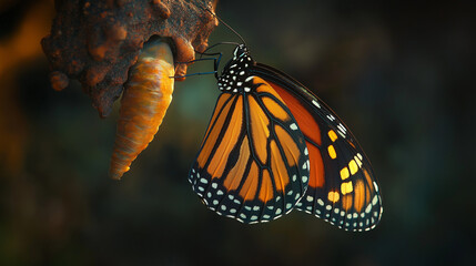 Stunning monarch butterfly showcases vibrant orange wings with intricate black patterns and white spots