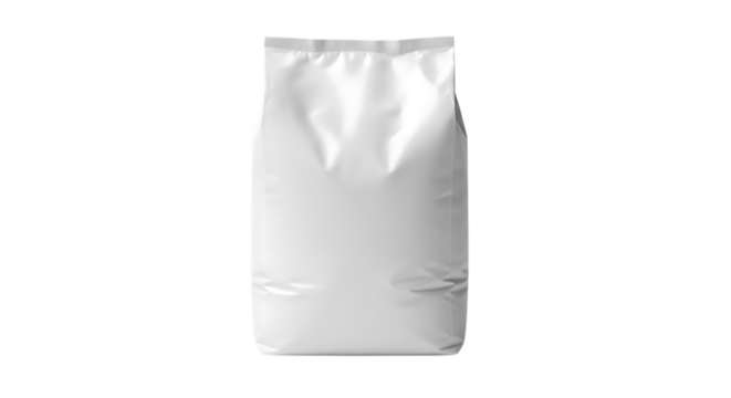 Blank white stand up pouch bag isolated on transparent background, a versatile packaging mockup for food products, perfect for showcasing your brand and design in a clean and modern way