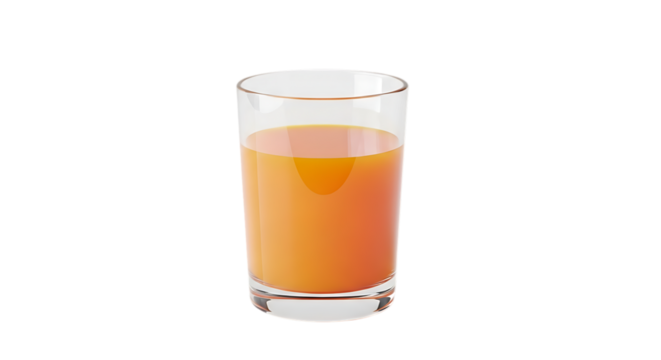 Glass of fresh orange juice isolated on transparent background, a healthy and refreshing beverage for breakfast or any time of day, perfect for showcasing your product