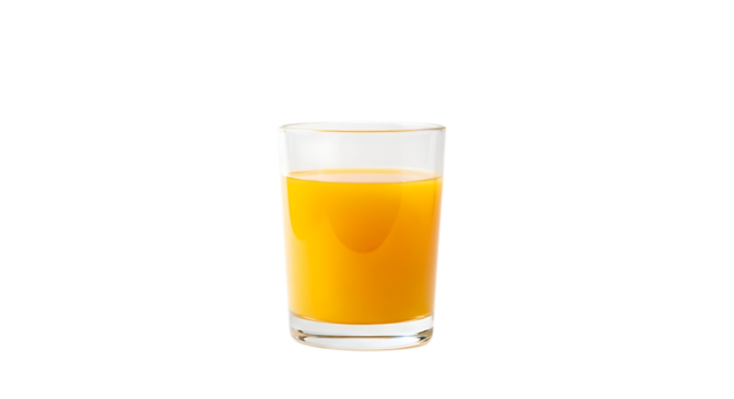 Glass of fresh orange juice isolated on transparent background, a healthy and refreshing beverage for breakfast or any time of day, perfect for showcasing your product