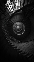Obraz premium Abstract Spiral Staircase in Monochromatic Design