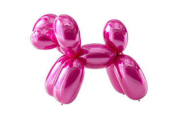 A pink dog made of balloons