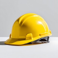 Fototapeta premium Yellow Safety Helmet with Studio Glow and Clean Background
