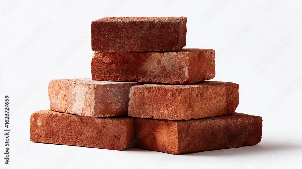 Poster a stack of red bricks arranged in a simple style. these bricks reflect a classic building material. 