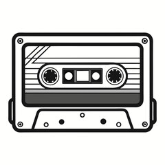 Obraz premium Classic audio cassette tape silhouette isolated on white background