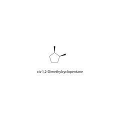 cis-1,2-Dimethylcyclopentane skeletal structure. Cycloalkane compound schematic illustration. Simple diagram, chemical formula. © Basstock