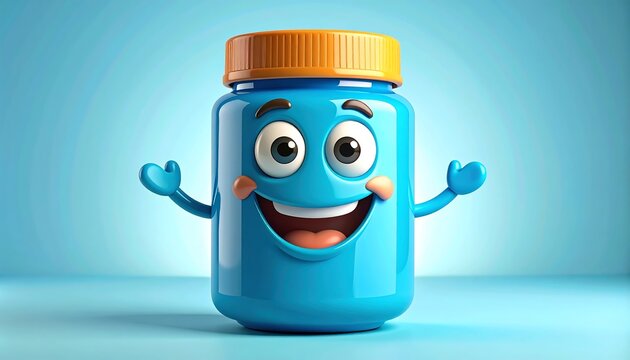 Cartoon bottle with a happy face