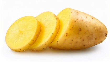 sliced yellow potato isolated on transparent background