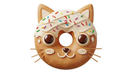 Isolated Donut Cat Cartoon