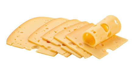 Isolated Sliced Swiss Cheese