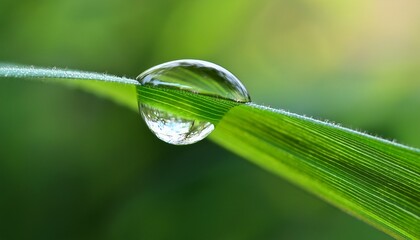 pure dewdrop a close up shot of a single clear water droplet delicately perched atop a vibrant textured green leaf reflecting the natural world