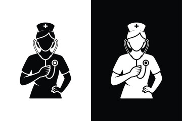 Nurses icon vector on White Background ,Vector Art Illustration on white background.