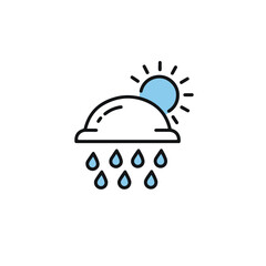 Fototapeta premium Weather forecast graphic depicting a sun, cloud, and rain, a symbol of the weather.