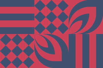 Beautiful geometric background. Figures of different shapes. Tribal form. Flowers. Geometric design. Creative textures. Colorful art. Modern graphic poster. Retro color. Vector illustration