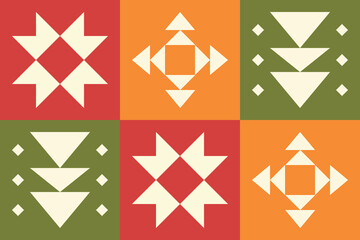 Beautiful geometric background. Figures of different shapes. Tribal form. Flowers. Geometric design. Creative textures. Colorful art. Modern graphic poster. Retro color. Vector illustration