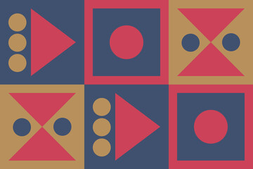 Beautiful geometric background. Figures of different shapes. Tribal form. Flowers. Geometric design. Creative textures. Colorful art. Modern graphic poster. Retro color. Vector illustration