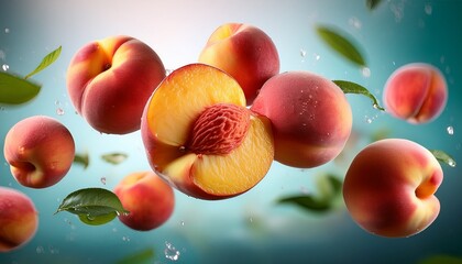 peaches are falling realistic photographic