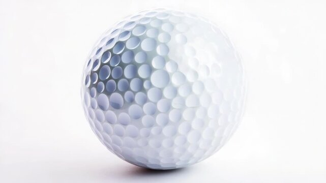 Close-up shot of a golf ball on a white surface