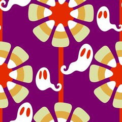 Halloween ghost seamless cute cartoon pattern for wrapping paper and fabrics