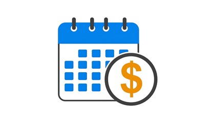 Blue calendar icon with dollar sign