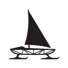 Ice Boat Silhouette Vector Icon Side View