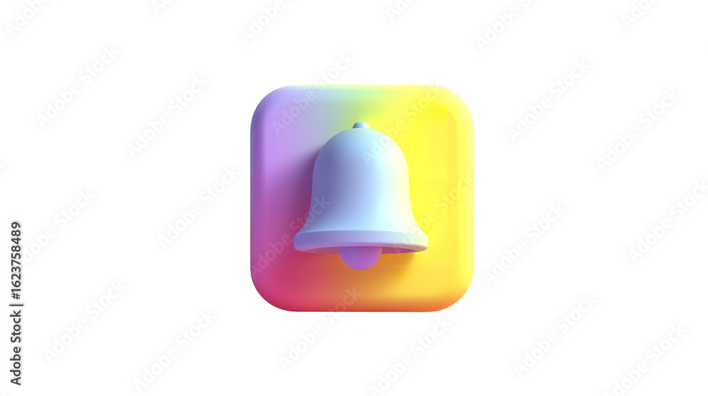 Poster gradient notification bell icon alert sign communication symbol on transparent background